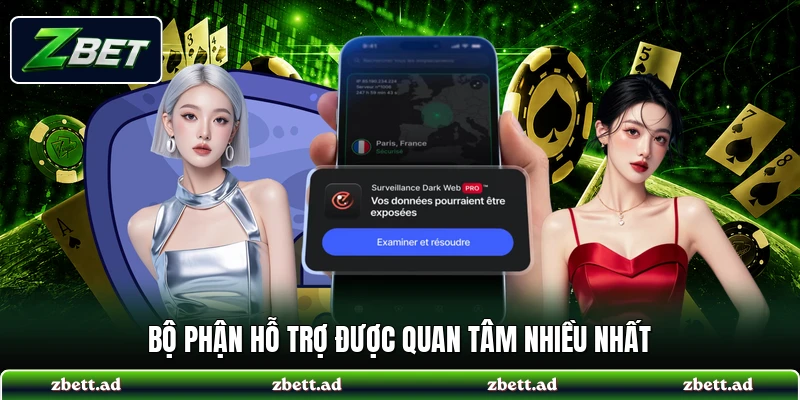 Bộ phận hỗ trợ được quan tâm nhiều nhất