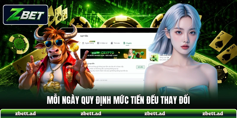 Mỗi ngày quy định mức tiền đều thay đổi